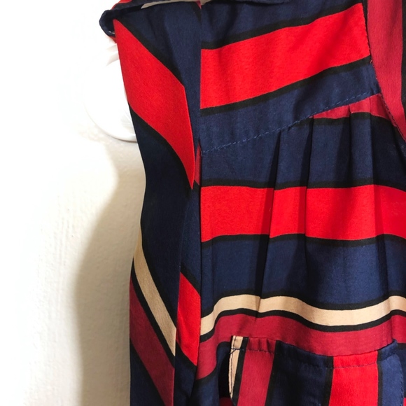 Speed Control Red Navy Striped Dress Pockets M - Picture 5 of 6